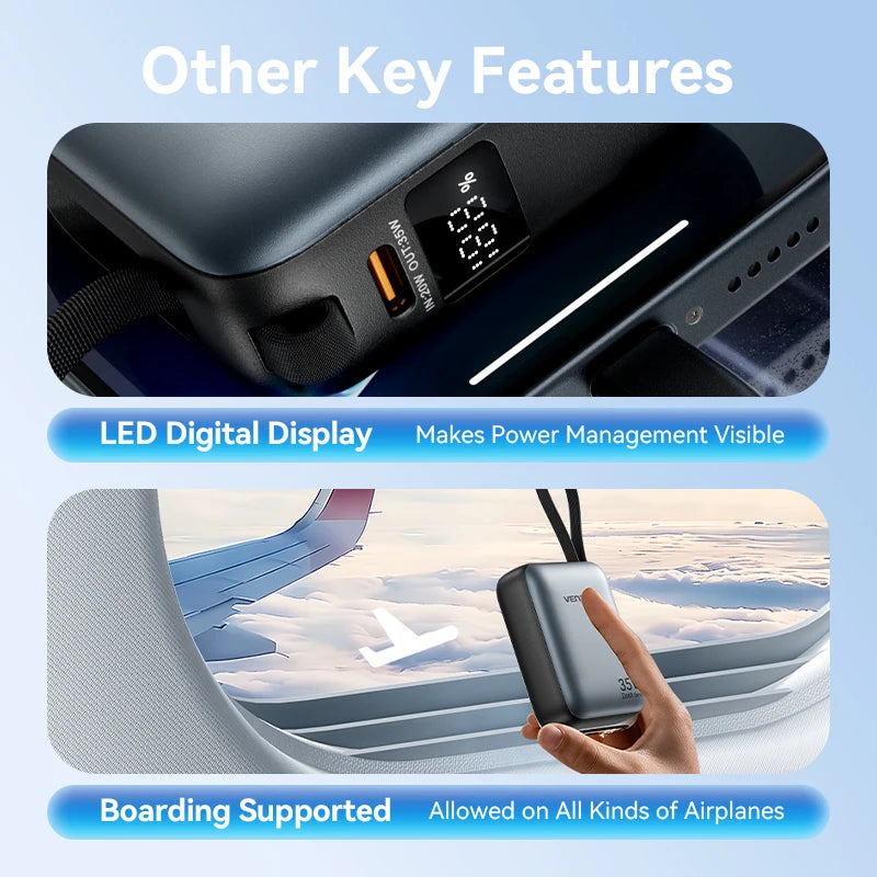 Vention 10000mAh 35W Fast Charging Power Bank – Portable External Battery