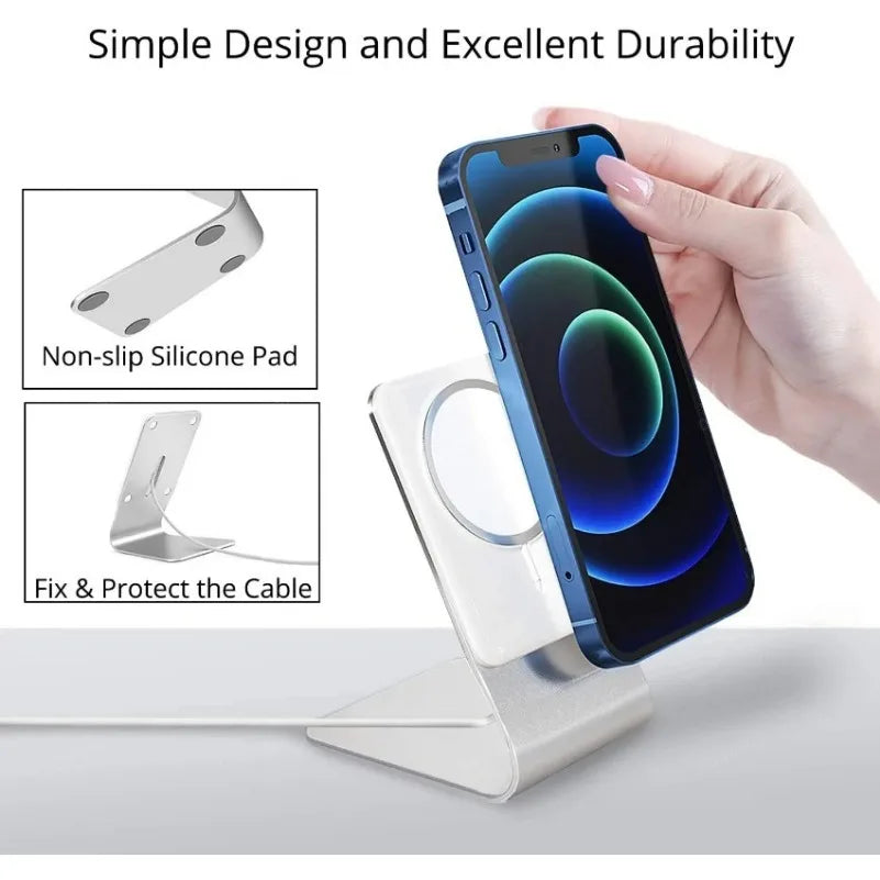 MagSafe Aluminum Desk Stand – iPhone 16–12 (Charger not inc.)