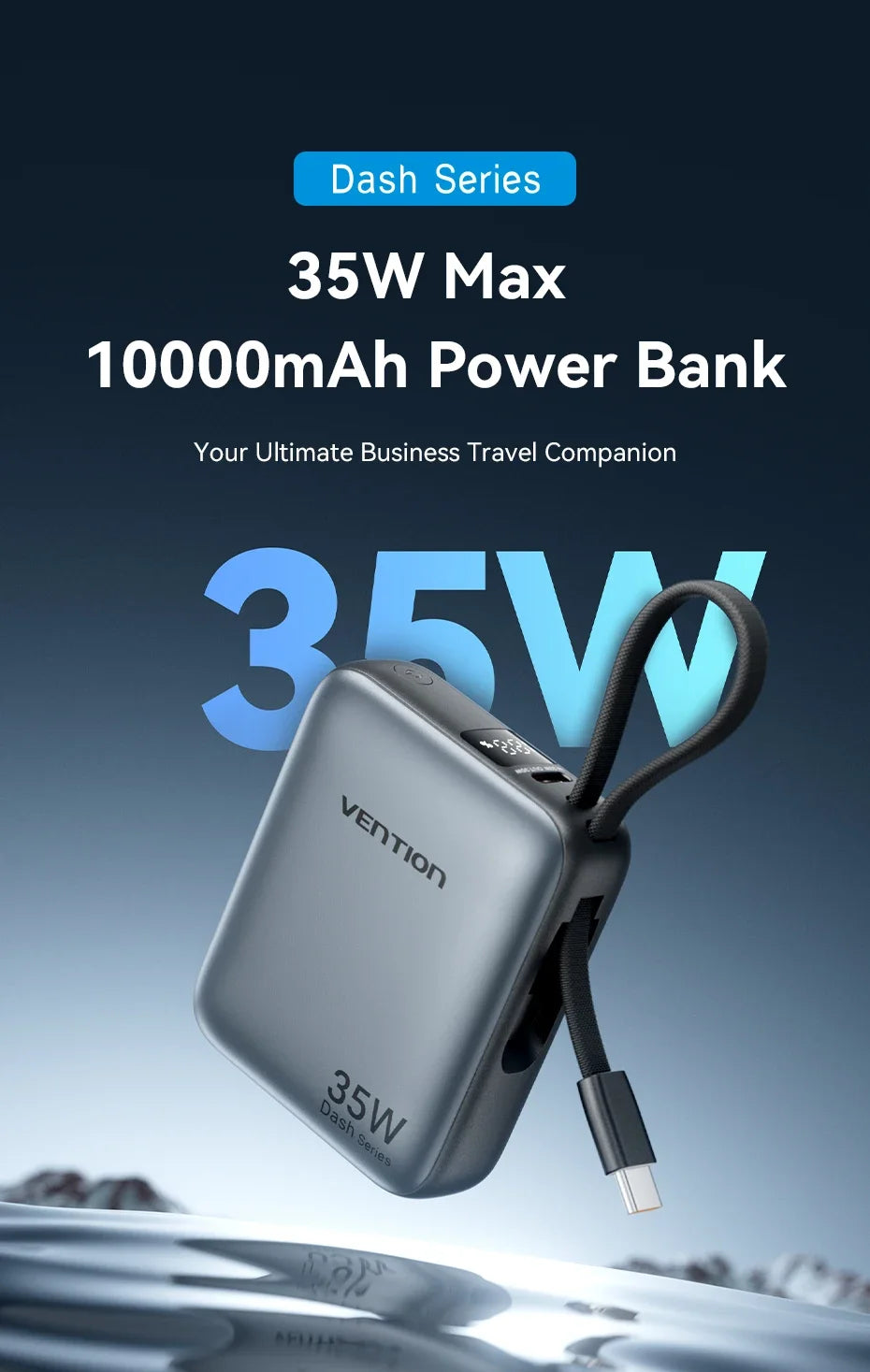 Vention 10000mAh 35W Fast Charging Power Bank – Portable External Battery