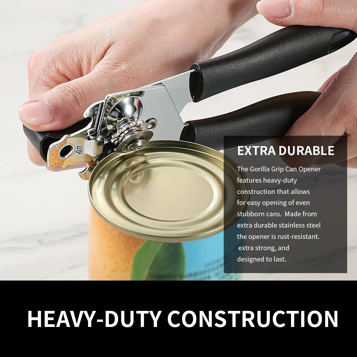 Professional Ergonomic Manual Can Opener with Bottle Opener