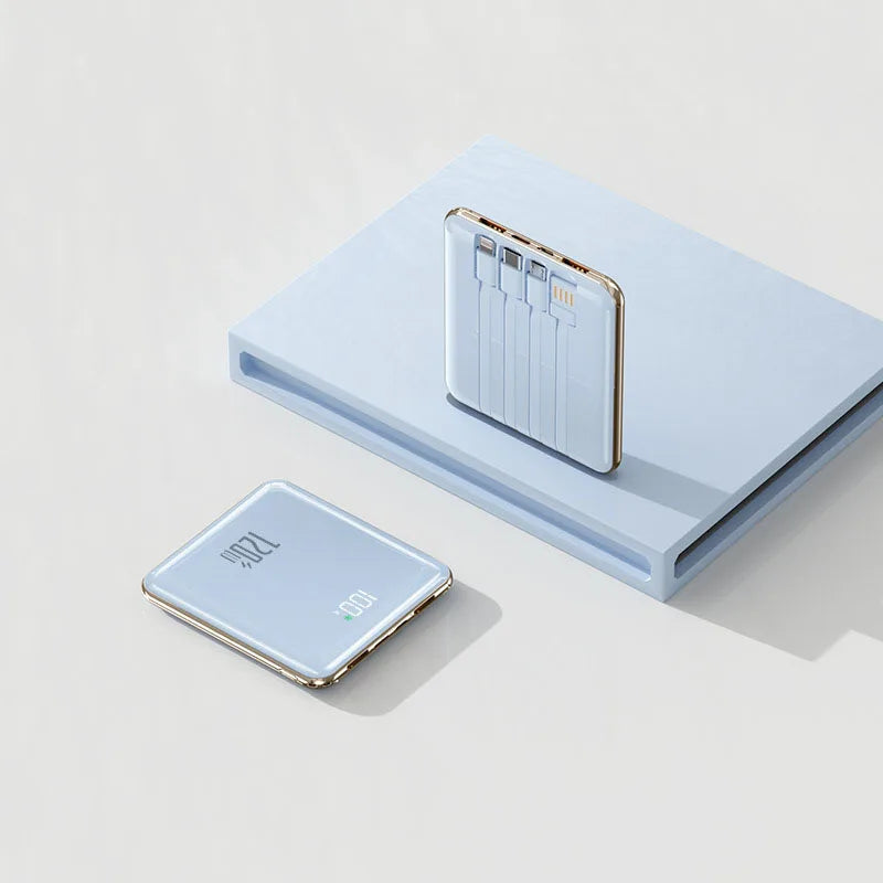 Ultra-Slim 20 000 mAh Power Bank with Integrated Cables – 3-Device Fast Charge