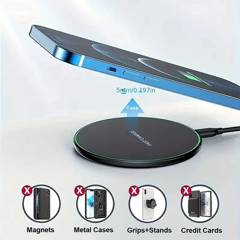 30W Fast Wireless Charging Pad – For iPhone, Samsung, Xiaomi & More