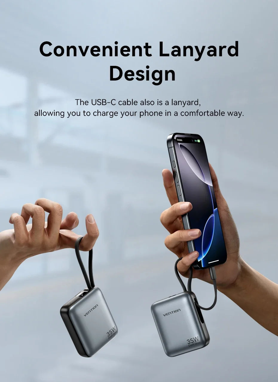 Vention 10000mAh 35W Fast Charging Power Bank – Portable External Battery