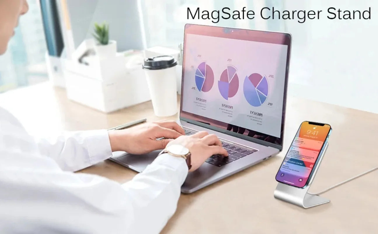 MagSafe Aluminum Desk Stand – iPhone 16–12 (Charger not inc.)