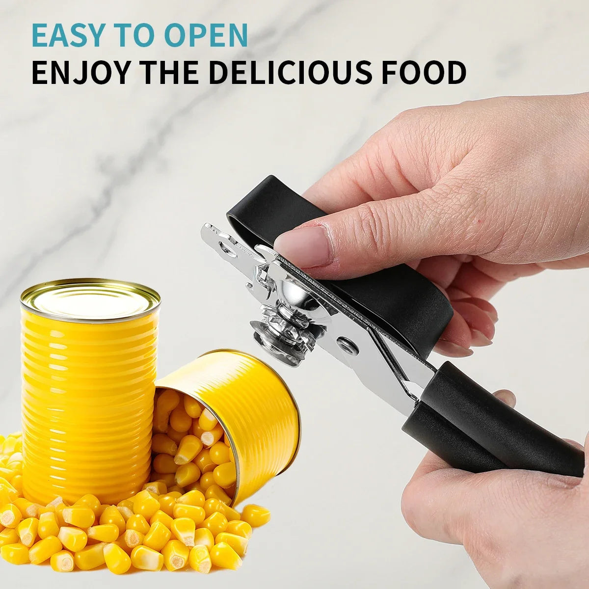 Professional Ergonomic Manual Can Opener with Bottle Opener