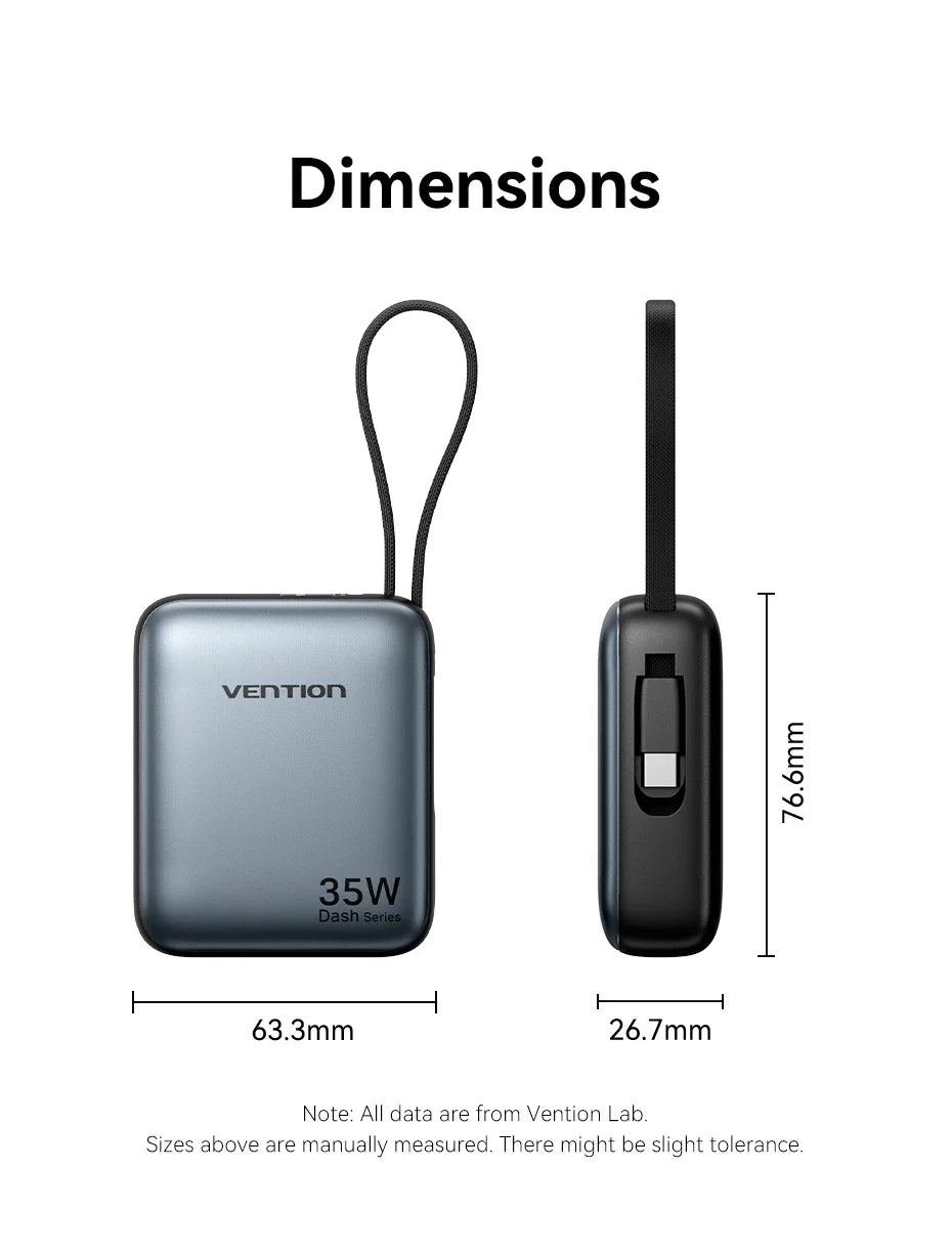 Vention 10000mAh 35W Fast Charging Power Bank – Portable External Battery