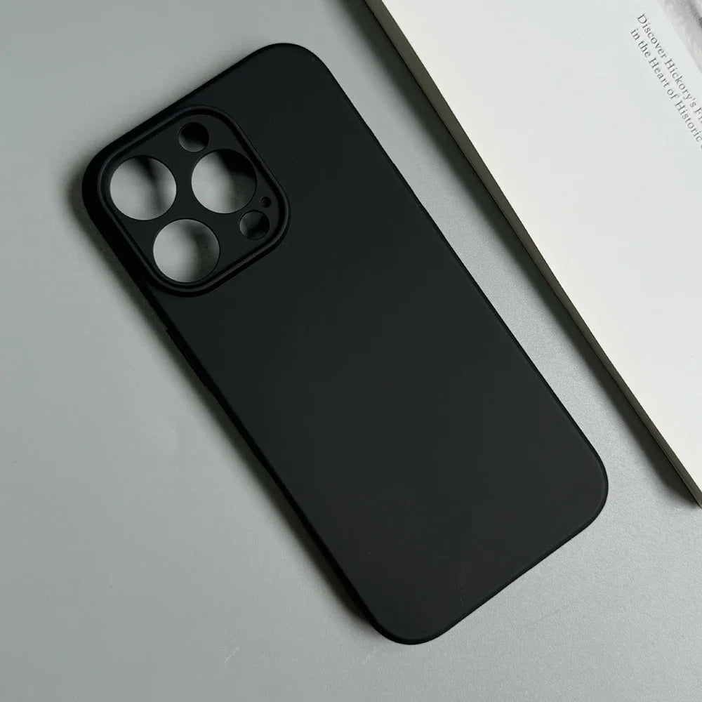 Luxury Matte Black Silicone Phone Case – Soft TPU Cover for iPhone