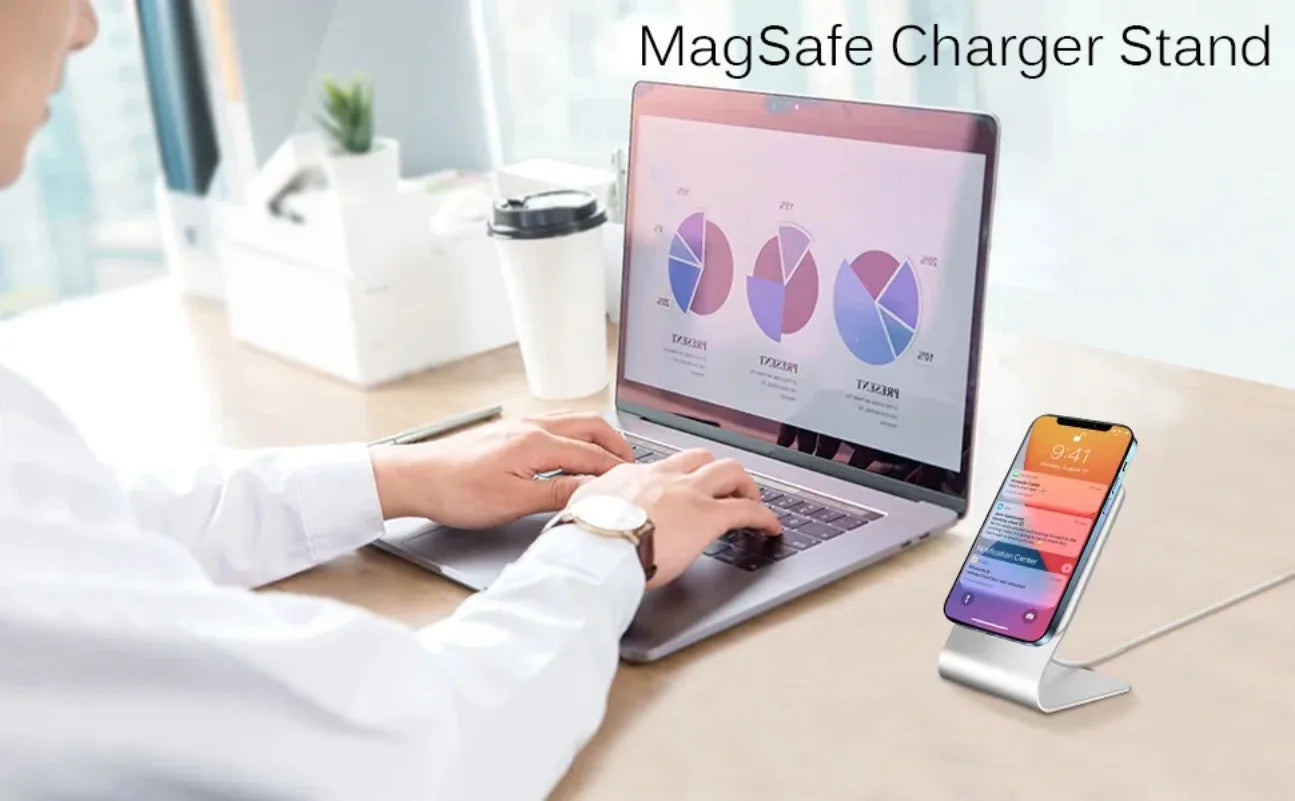 MagSafe Aluminum Desk Stand – iPhone 16–12 (Charger not inc.)