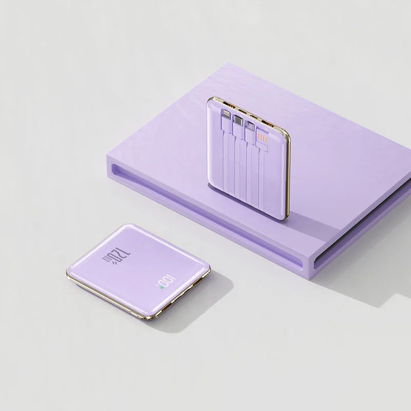 Ultra-Slim 20 000 mAh Power Bank with Integrated Cables – 3-Device Fast Charge