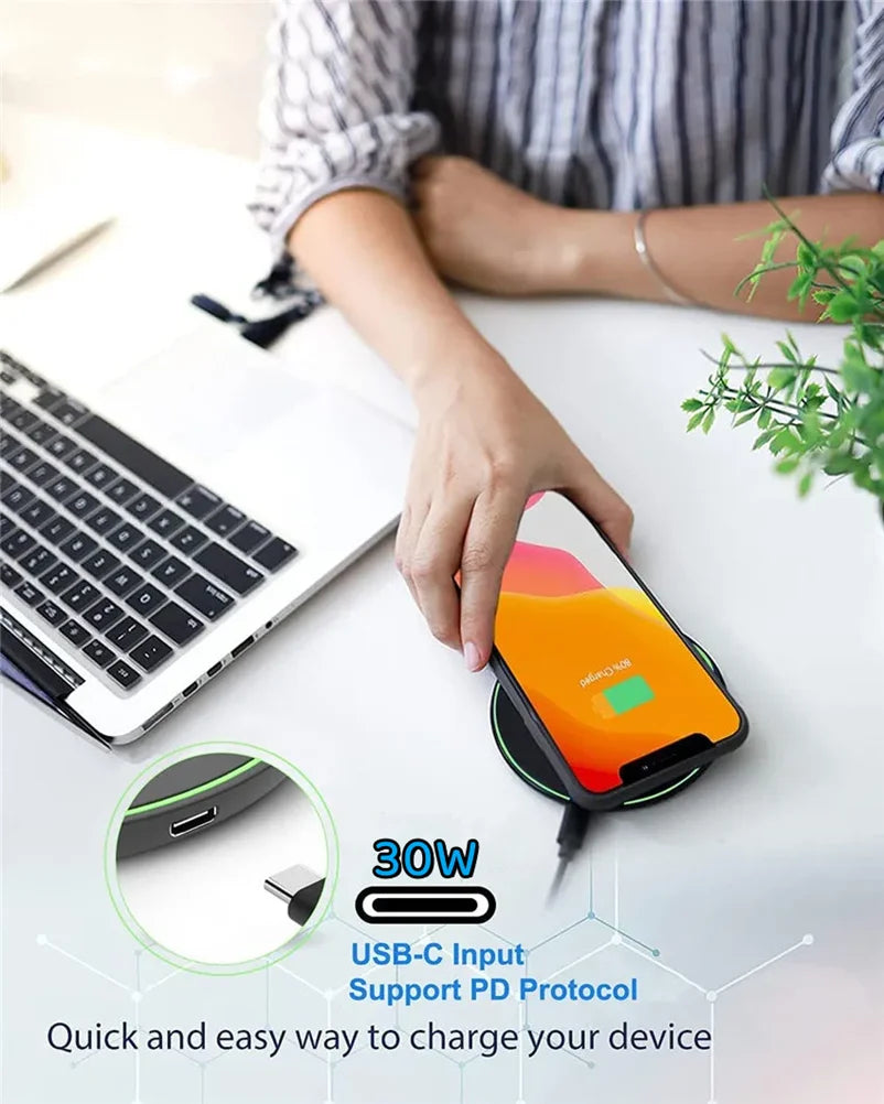 30W Fast Wireless Charging Pad – For iPhone, Samsung, Xiaomi & More